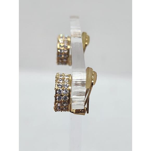 Vintage Earrings Crystal Rhinestone Pave Stud Dome Dimensional Circle Fancy - Picture 5 of 7